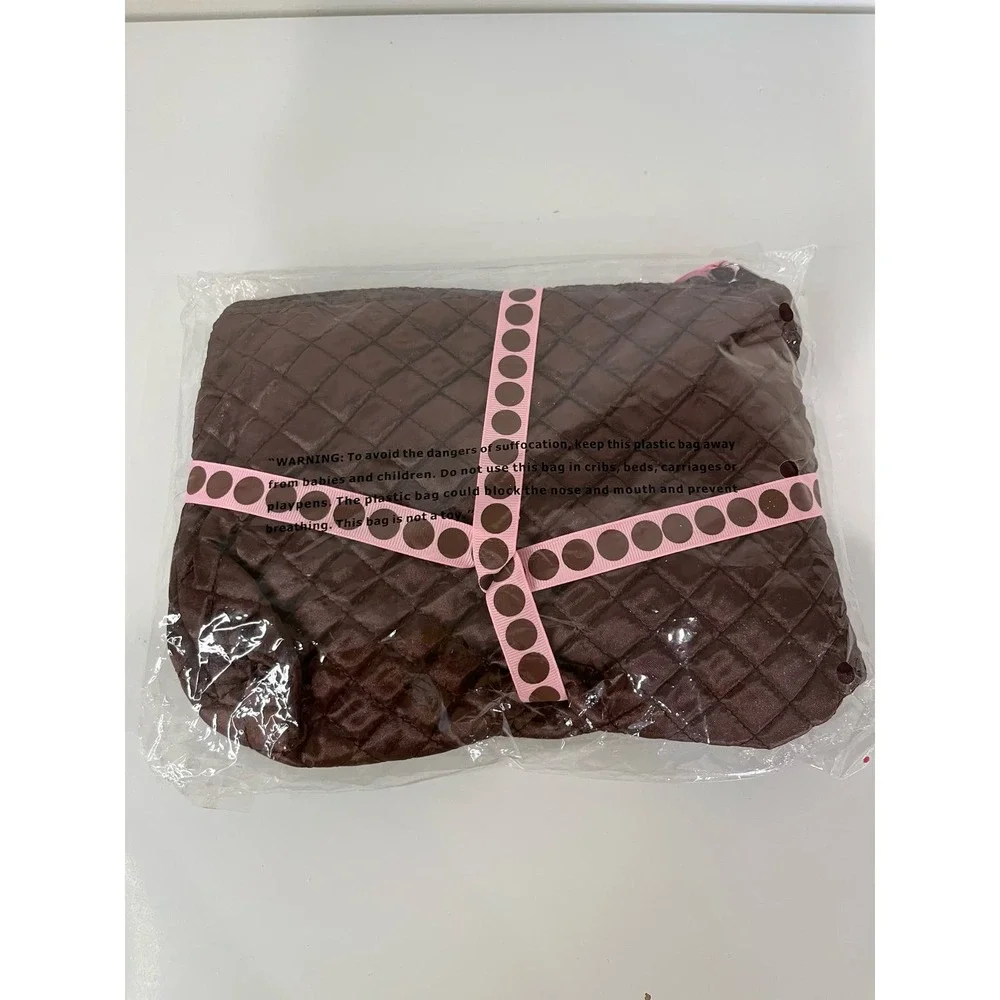 Boutique Travel Bag Set When‎ Life Gives You Lemons Novelty Print Brown Quilted